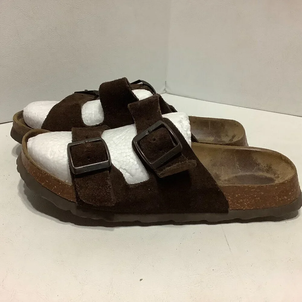 Betula Birkenstock Brown Suede Leather Arizona Sandals Size 245 Narrow Width - Picture 2 of 13